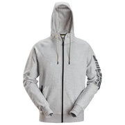 Snickers 2895 Logo Full-Zip Hoodie Grey Melange 3XL