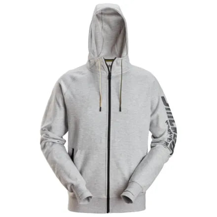 Snickers 2895 Logo Full-Zip Hoodie Grey Melange