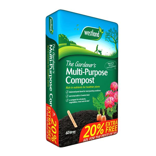 The Gardener's Multi Purpose Compost 50Ltr + 20% Free
