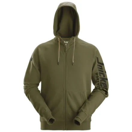 Snickers 2895 Logo Full-Zip Hoodie Khaki Green 3XL