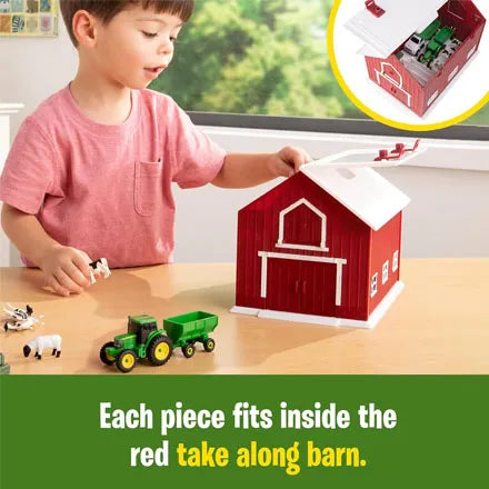 John Deere 1:64 24 Piece Farm Playset With Red Barn