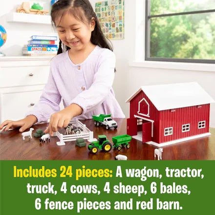 John Deere 1:64 24 Piece Farm Playset With Red Barn