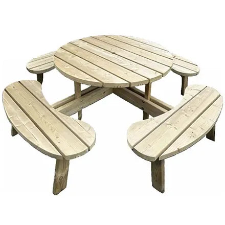 Avoca Wooden 8 Seater Round Picnic Table