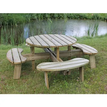 Avoca Wooden 8 Seater Round Picnic Table