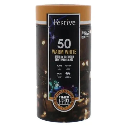 Battery Operated 8 Function String Lights Timer Warm White  100
