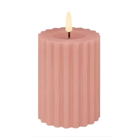 Battery Operated Pink Fluted Candle 10cm