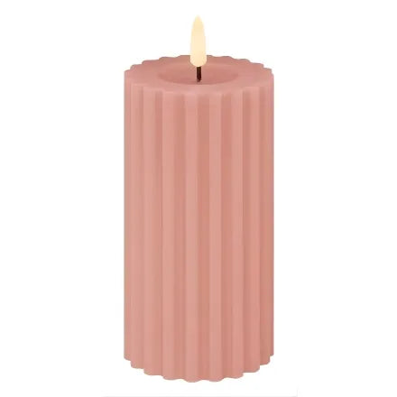 Battery Operated Pink Fluted Candle 15cm