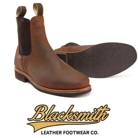 Blacksmith Dealer Boots Waxed Leather Dark Tan 001 Uk7