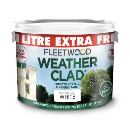 Fleetwood Weather Clad Brilliant White Exterior Paint 10L (9L + 1L Free)