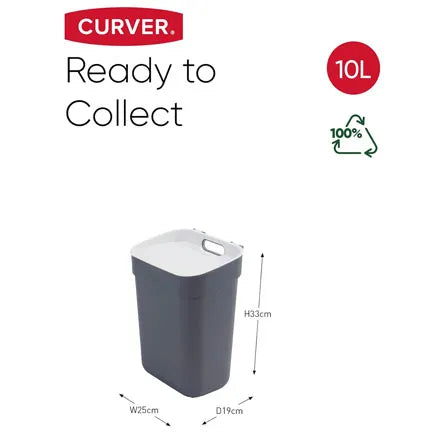 Curver Ready to Collect 10L Recycling Bin Grey