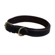 Mackey Padded Leather Dog Collar - Navy & Brown Large (21")