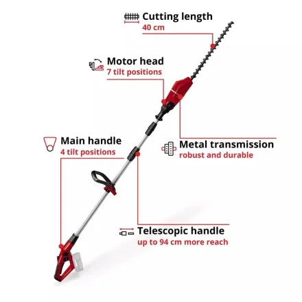 Einhell 18V 45cm Cordless Telescopic Hedge Trimmer