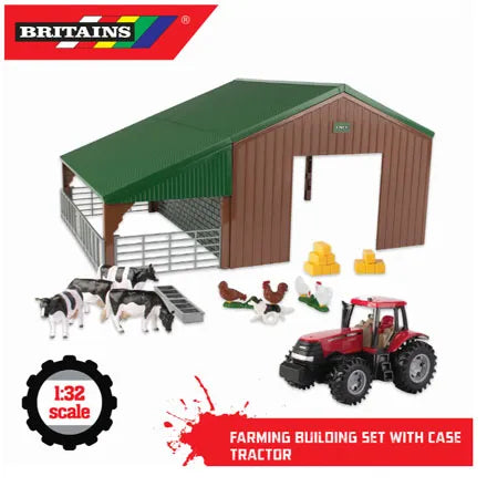 Britains Farm Building Set with Case Tractor
