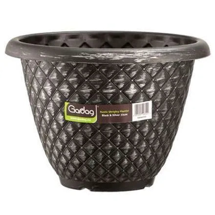 Gardag Rustic Shrigley Planter Black & Silver 33cm