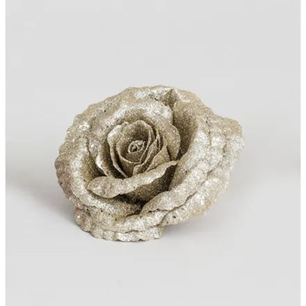 Champagne Glitter Rose with Clip - 18cm