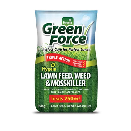 GreenForce 4 in 1 Lawn Feed, Weed and Mosskiller  15kg