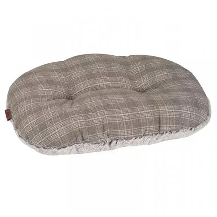 Grey Plaid Oval Cushion XL