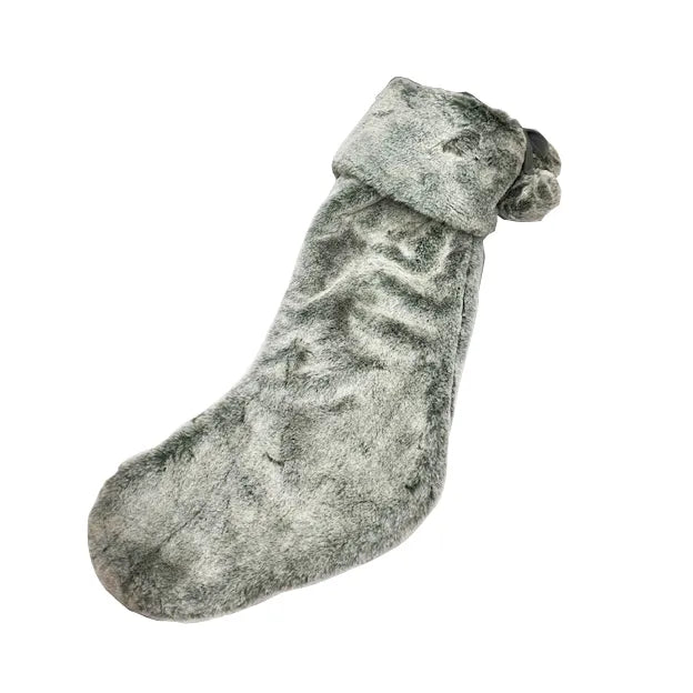 Faux Fur Christmas Stocking- Grey