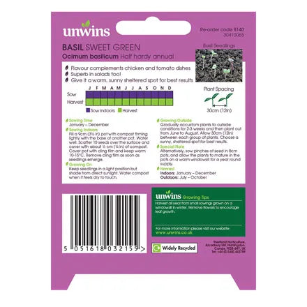Unwins Basil Sweet Green