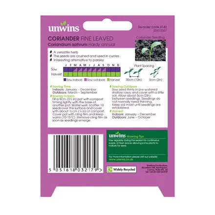 Unwins Herb Coriander Fine Leaved