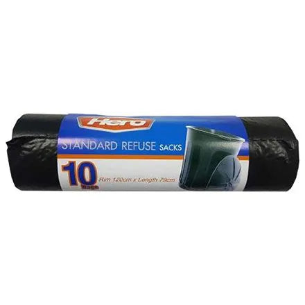 Hero Standard Black Bin Bags 10 Pack