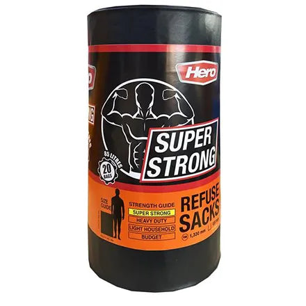 Hero Super Strong Bin Bags 85L 20 Pack