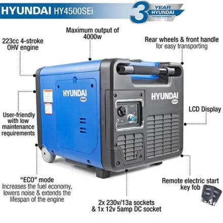 Hyundai 4.0kW Portable Petrol Inverter Generator