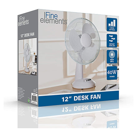 iFine Elements White 12” Desk Fan