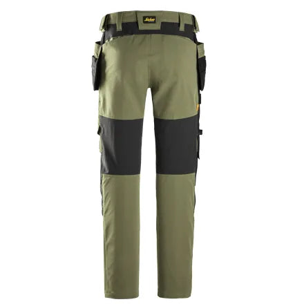 Snickers 6218 AllroundWork Stretch Trousers in Khaki Green/Black