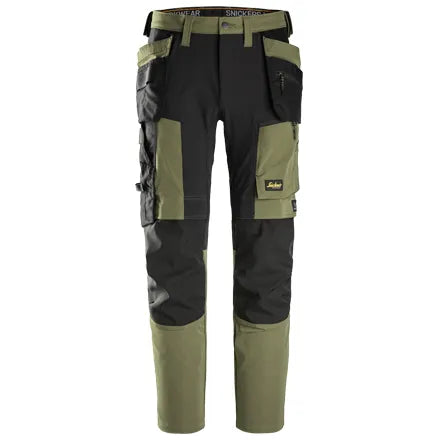 Snickers 6218 AllroundWork Stretch Trousers in Khaki Green/Black 38Wx37L (254)