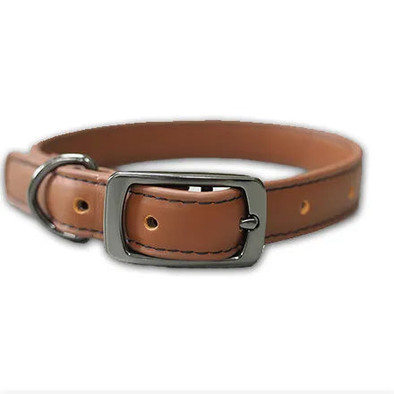 Luxe Leather Tan WalkAbout Dog Collar