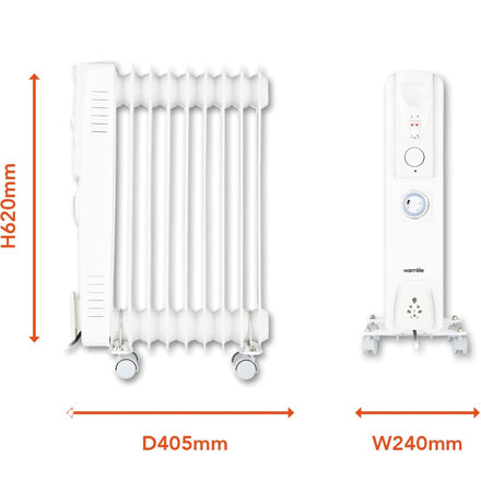 Warmlite 9 Fin 2kw Oil Filled Radiator with Timer