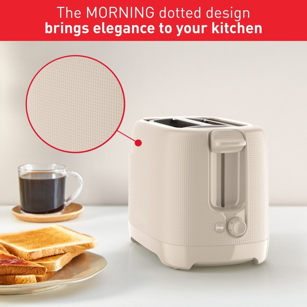 Tefal Morning 2-Slot Toaster TT2M0BG0 - Cream