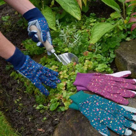 Mushroom Cotton Grip Gardening Gloves Medium Triple Pack