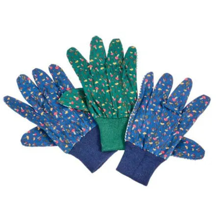 Mushroom Cotton Grip Gardening Gloves Medium Triple Pack