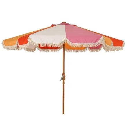 Parasol Outdoor Panel W/Fringe Pink & Orange 2.2M