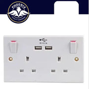 Phoenix 2 Gang Socket Switched with USB 3.1a