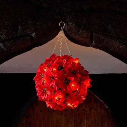 30cm Poinsettia Ball with Lights
