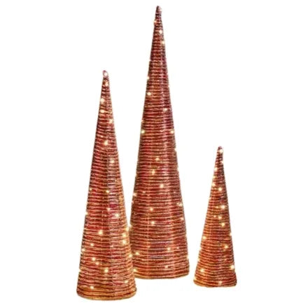 RedGold Braid TreeBelisks - Set of 3