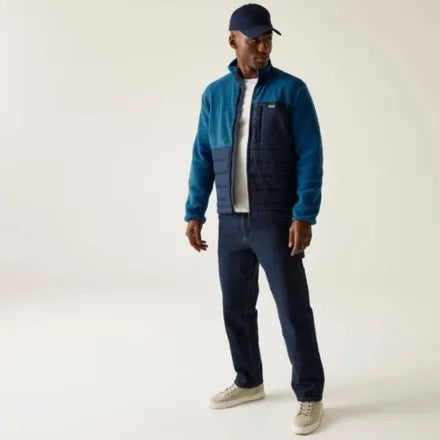 Regatta Men's Frankie Borg Hybrid Full Zip Fleece Navy Blue XXL