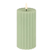 Battery Operated Sage Green Fluted Candle 15cm