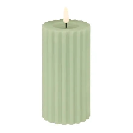 Battery Operated Sage Green Fluted Candle 10cm