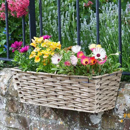 19in Bari Faux Rattan Planter in Sand