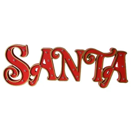 Santa Sign Red & Gold 91cm
