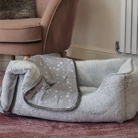 Silver XL Square Faux FurBed