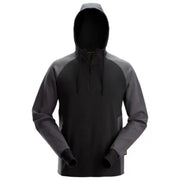 Snickers 2842 Two-Coloured Half-Zip Hoodie Black \ Steel Grey