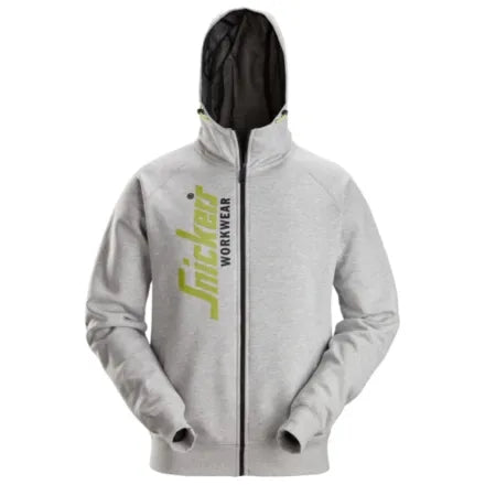 Snickers 2846 Logo Full-Zip Hoodie Grey Melange 3XL