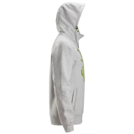 Snickers 2846 Logo Full-Zip Hoodie Grey Melange 3XL