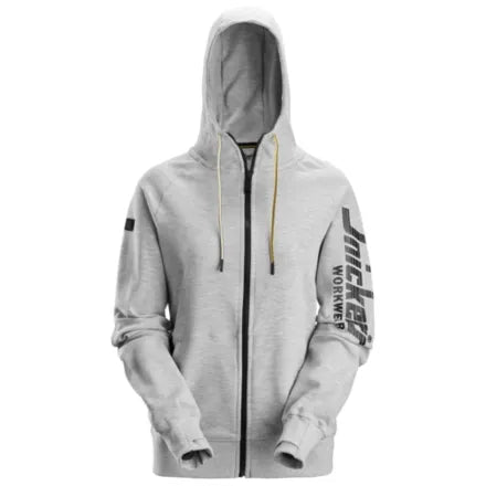 Snickers 2877 Women's Logo Full-Zip Hoodie Grey Melange