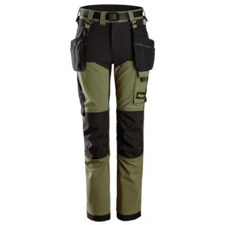 Snickers 7575 AllroundWork Junior 4-way Stretch Trousers Khaki Green / Black 13 - 14 Years (164)